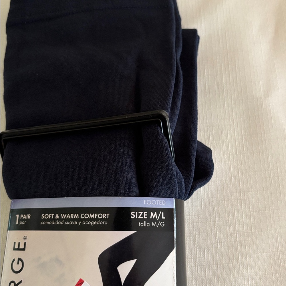 Tights footed womens new size M/L fleeced super opaque George polyester navy